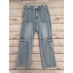 Vervet Blue Straight Leg Cargo‎ Jeans Women's Size 28 Blue Light Wash Denim